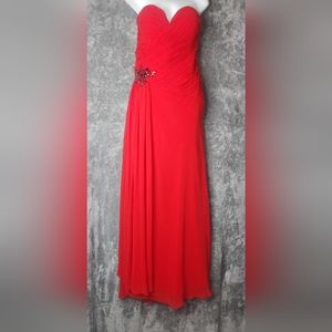 Red Strapless Gown